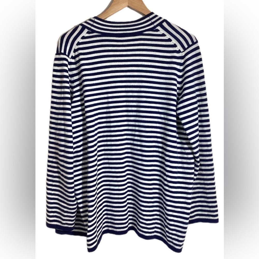 Talbots 1X Classic Capsule Striped Open Mid Length Teacher Cardigan Wool Blend - Picture 3 of 13